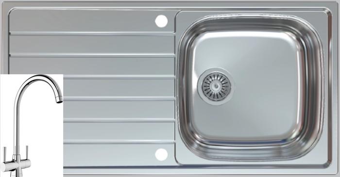 1810 BILANCIOUNO 965i Rev Single Bowl  + Blanco Max Tap /431 ( Sink and Tap ) Stainless steel