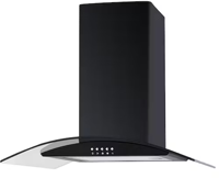 CATA UBSCG60BK 60cm Curved Glass Chimney Hood Black