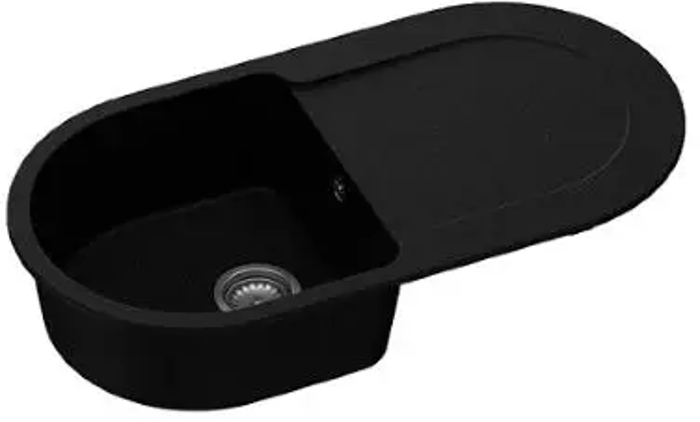 NS GRA0090  Rosa 100  Black Metallic Quartz Inset Sink Black Metallic Quartz