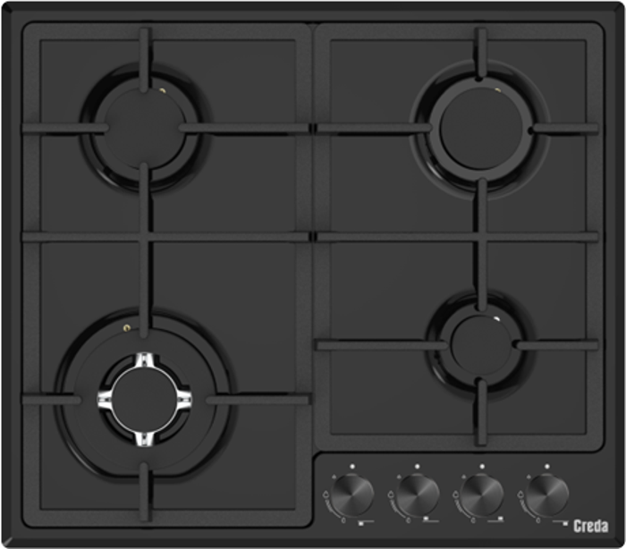 Creda C60GFCWBL 60cm 4 Burner Gas Hob Black