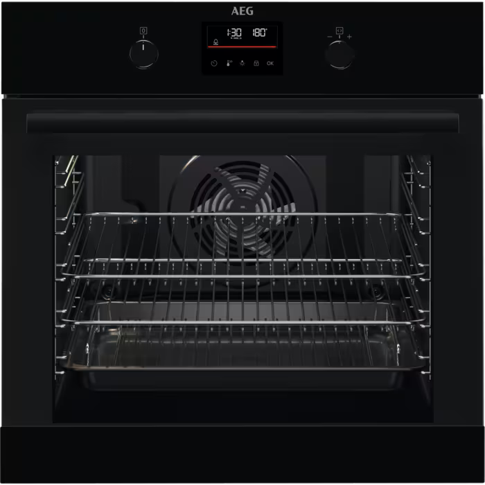 AEG BEB335061B 6000 Surround Aqua Clean Built-in Single Electric Oven Black