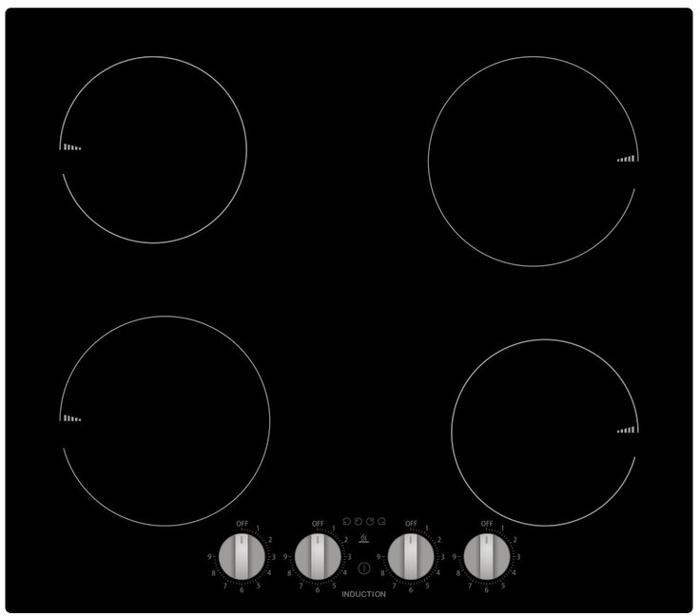 Teknix BITK6KNI 60cm with Knobs 4 Zone Induction Hob Black