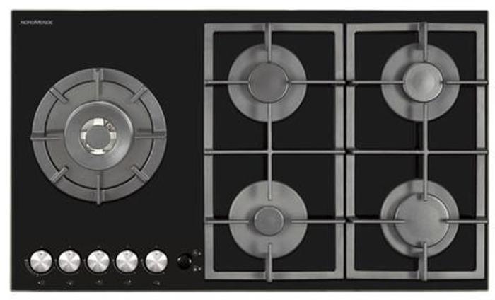 Nordmende HGX903BGL 90cm 5 Burner Gas On Glass Gas Hob Black Glass