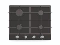 CATA UBGOG601BK 60cn Gas on Glass 4 Burner Gas Hob Black Glass