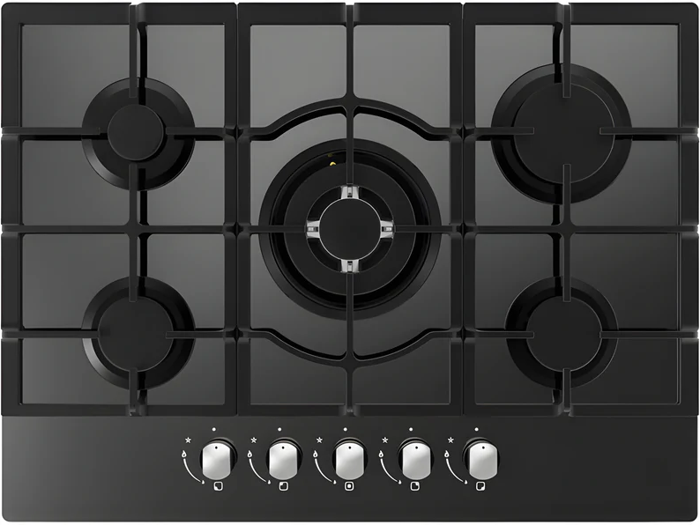 CATA UBGOG701BK 70cm 5 Burner Gas on Glass Gas Hob Black