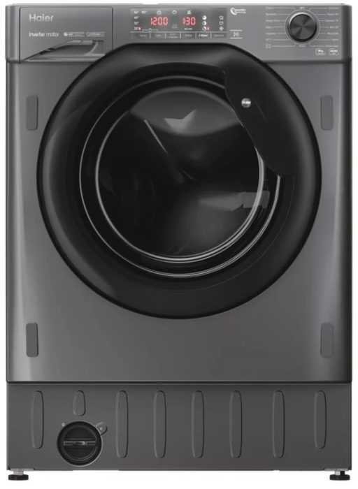 Haier HWQ90B416FWBR 9kg 1600rpm Series 4 Integrated Washing Machine Graphite