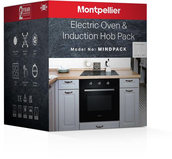 Montpellier MINDPACK Single Fan Oven + 60cm Induction Hob ( Oven and Hob Pack ) Black