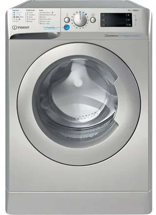 Indesit BWE91496XSVUK  9kg 1400rpm Push&Go Freestanding Washing Machine Silver