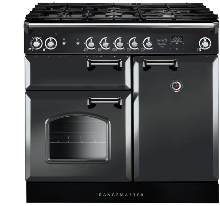 Rangemaster INC100DFFSL 122740 Infusion Classic 100 DF (Chrome Trim) ** FEW ONLY ** Dual Fuel Range Cooker Slate