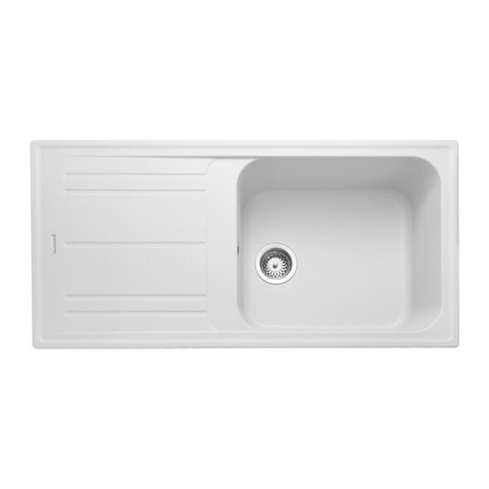 Leisure NOV1051WH Nova Granite 1000x500 1.0B Inc Waste Inset Sink White