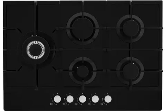 Statesman GH175GB 75cm 5 Zone Gas Hob Gas Hob Black Glass