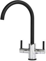 Reginox Genesis Twin Lever Mixer UK4R1143 Tap Black / Chrome