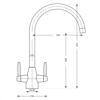 Carysil HS935-GR Twin Lever with Swan Neck Tap Chrome & Graphite Grey