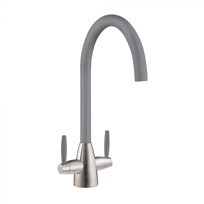 Carysil HS935-GR Twin Lever with Swan Neck Tap Chrome & Graphite Grey