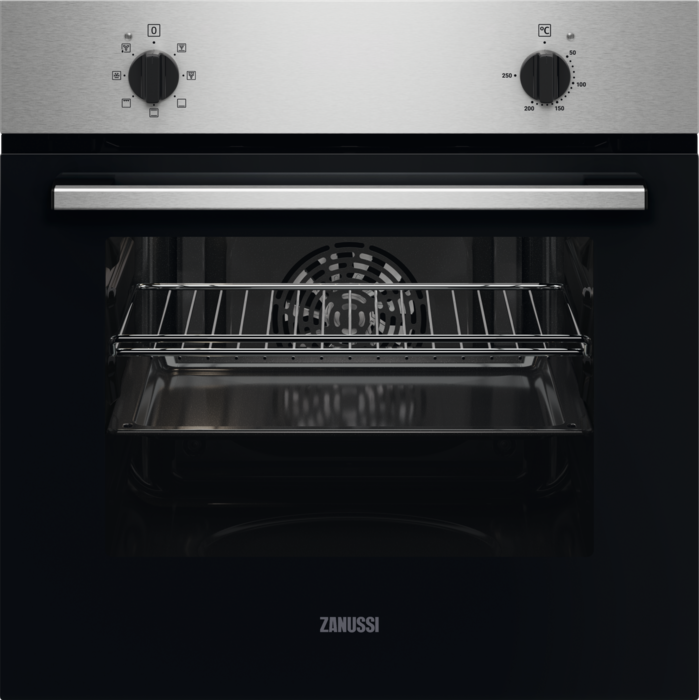 Zanussi ZOHHC0X2 Fancook 58 Litres Built-in Single Electric Oven + ZHRN643K 59cm 4 x Zone Ceramic Hob ( Oven and Hob Pack ) Stainless steel
