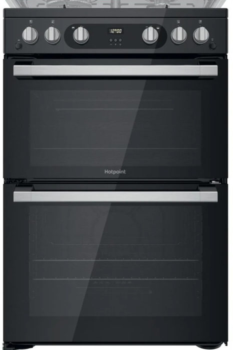 Hotpoint HDM67G0C2CB Double Oven Freestanding Dual Fuel Cooker Black