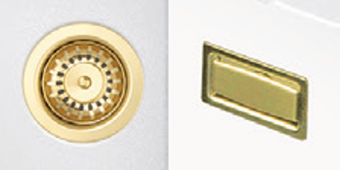 Carysil UKH102-PVD-G/B Double Bowl Granite Waste Kit PVD Sink Accessory Brass / Gold