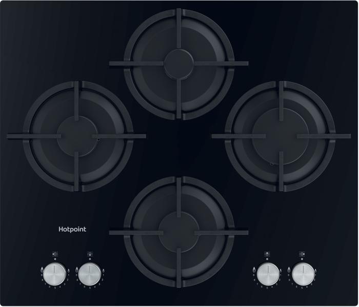 Hotpoint HGS61SBK 60cm Gas on Glass 4 Burners Gas Hob Black