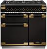 Rangemaster ELS90DFFGB/BE Elise Luxe 90 Dual Fuel Black / Antique Brass trim 136330 Dual Fuel Range Cooker Black Antique