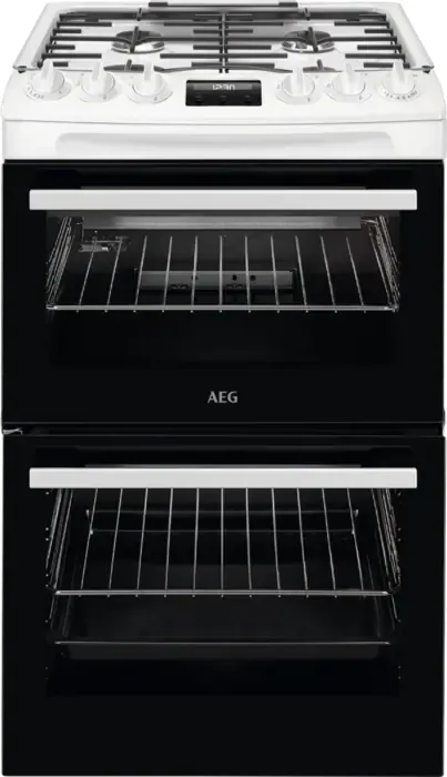 AEG CGX1130ACW 55cm Lidded Double Oven Freestanding Gas Cooker White