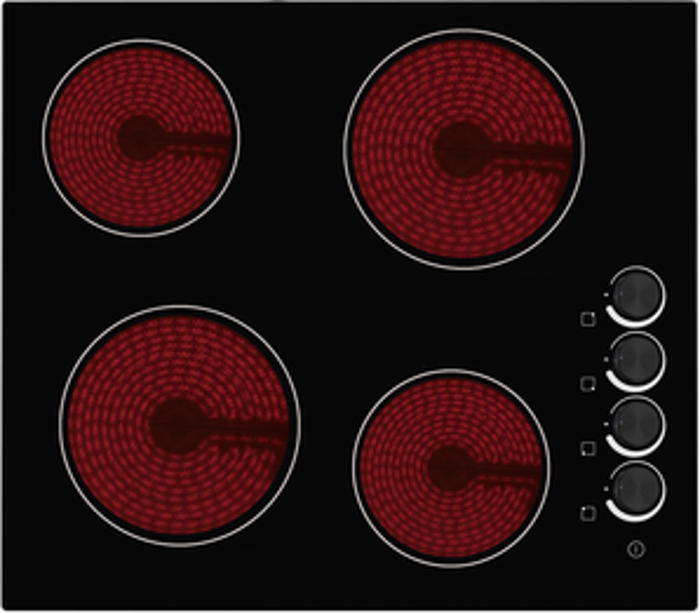 CATA UBCH60KCR 60cm with Side Dials Ceramic Hob Black Glass