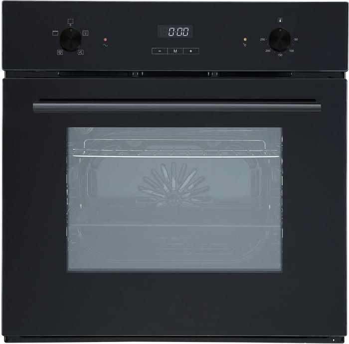 CATA CUL57PGBK 60cm Lux Fan (plug and go) Electric Single Oven + UBGOG601BK 60cn Gas on Glass 4 Burner Gas Hob ( Oven and Hob Pack ) Black