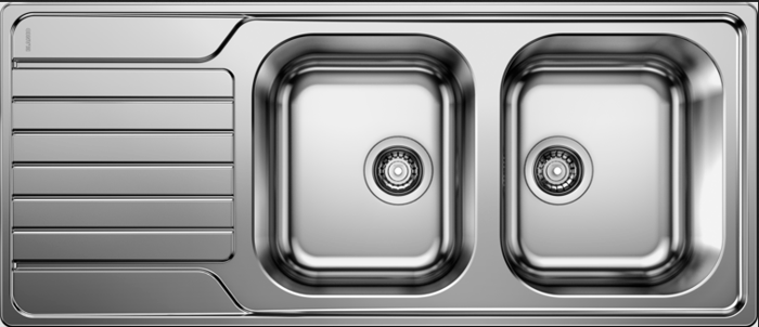 Blanco DINAS 8S Double Bowl + Carysil HS605 Single Lever tap ( Sink and Tap ) Stainless Steel / Chrome