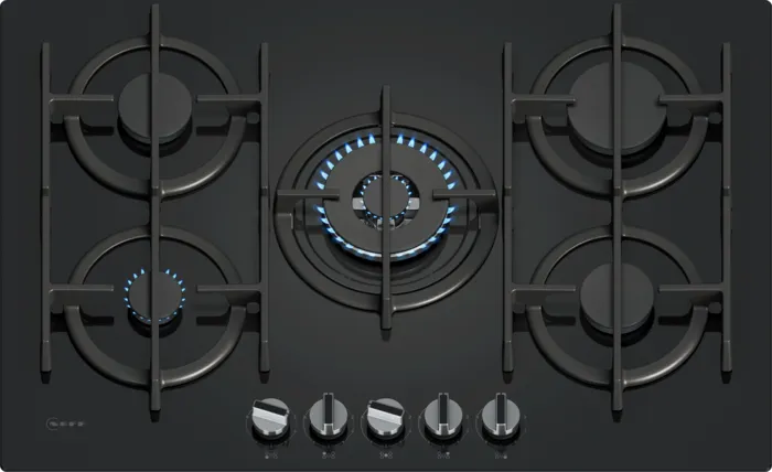 NEFF T27PIQ4S0 N70 75 cm Tempered glass Gas Hob Black