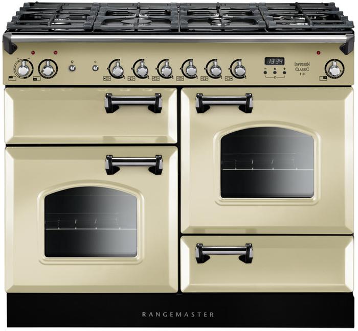 Rangemaster INC110DFFCR 122770 Infusion Classic 110 Dual Fuel Range Cooker Cream (Chrome Trim)