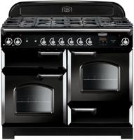 Rangemaster CLA110DFFBL/C ( 116780 ) Classic 110 Dual Fuel Dual Fuel Range Cooker Black ( Chrome Trim )