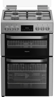 Hotpoint HDG6GDCX 60cm with Double Oven with Glass Lid Freestanding Gas Cooker Inox