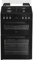 Hotpoint HDG6GDCB1 60cm Double Oven with Lid Freestanding Gas Cooker Black