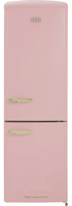 CDA Florence Tea rose Retro 60cm Frost Free 60/40 Freestanding Fridge-Freezer Pink