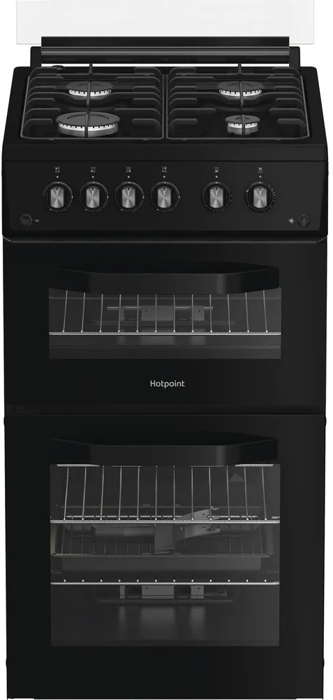 Hotpoint HDG5GCB 50cm Double Oven Freestanding Gas Cooker Black
