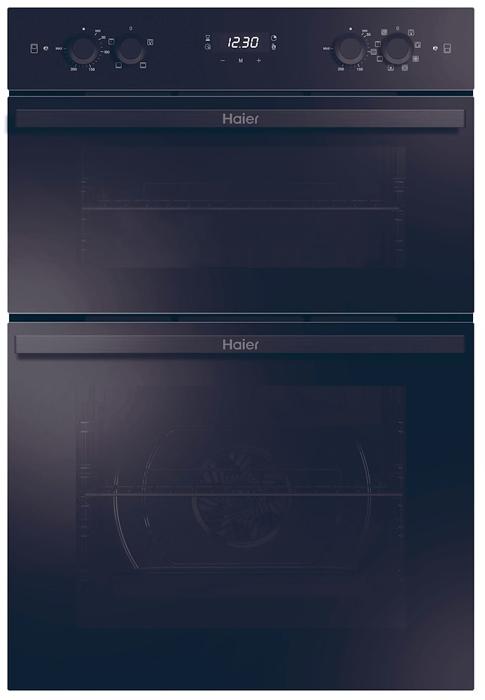 Haier HWO9M2M5B 90cm Conventional, 42 liters, Catalytic, 8 functions, Built-in Double Electric Oven Black