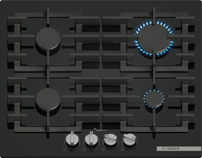 Bosch PPP6A6I40 Series 6 60cm Tempered Glass Gas Hob Black