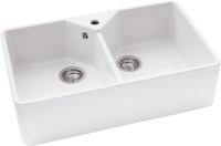 Abode Provincial 2 Bowl Ceramic AW1021 Belfast Sink White