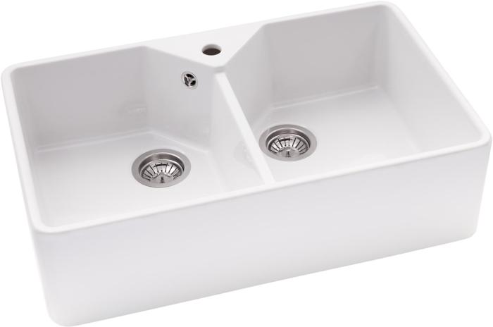 Abode Provincial 2 Bowl Ceramic AW1021 Belfast Sink White