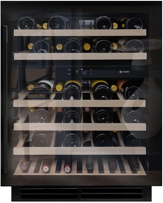 Caple Wi6136BG Undercounter Dual Zone Wine Cooler Black Glass