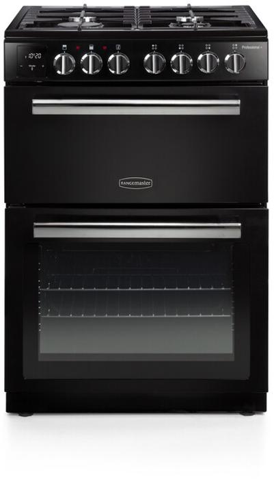 Rangemaster PROPL60DFFBL/C Professional+ 60cm, 128170 Freestanding Dual Fuel Cooker Black ( Chrome Trim )