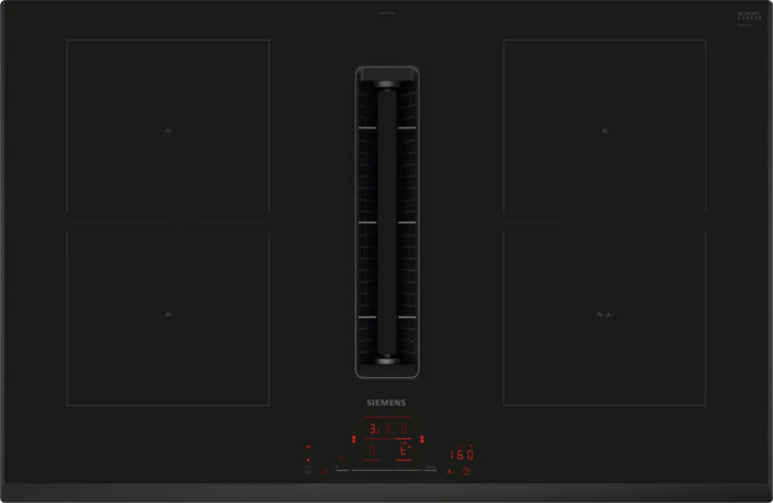 Siemens ED851HQ26E iQ500  with integrated ventilation system 80 cm surface mount without frame Induction Hob Black