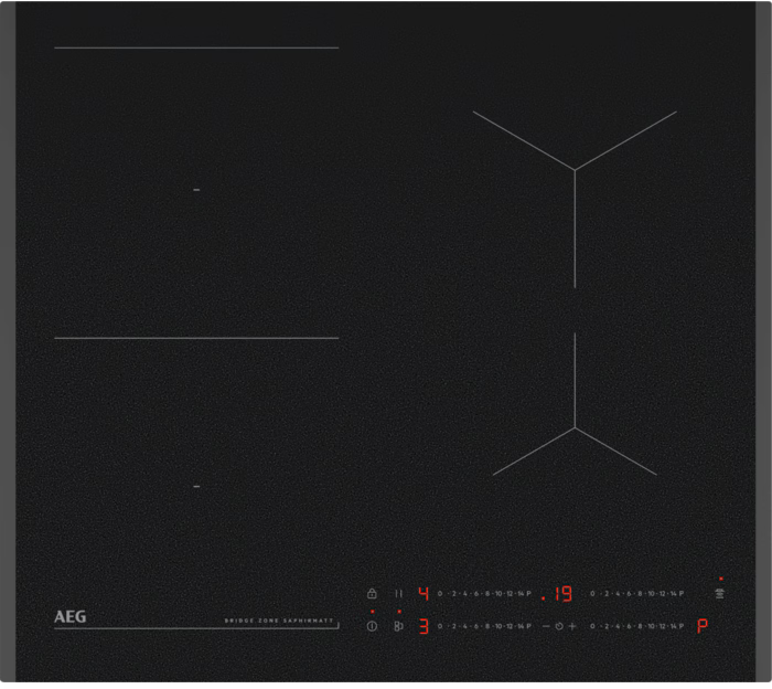 AEG TO64IB00FZ 6000 Bridge SaphirMatt® 60cm 4 Cooking Zones Induction Hob Black