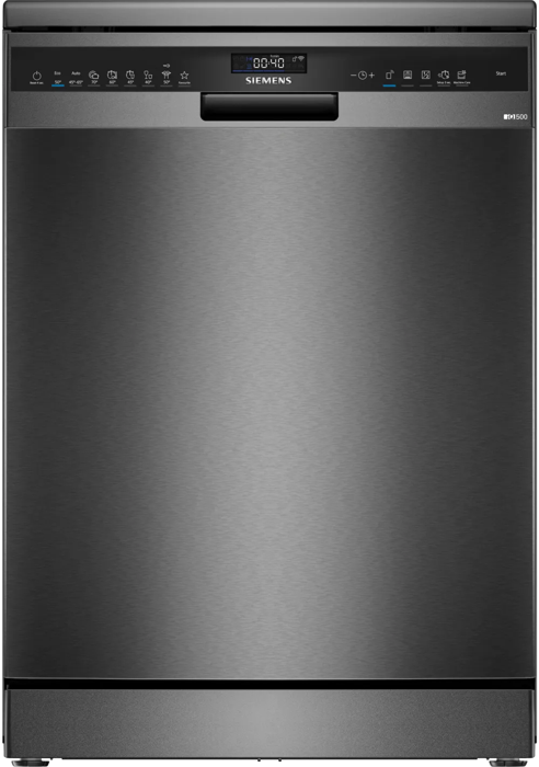 Siemens SN25EC13CE iQ500  60cm 14 place settings  Brushed black steel anti-fingerprint Freestanding Dishwasher 