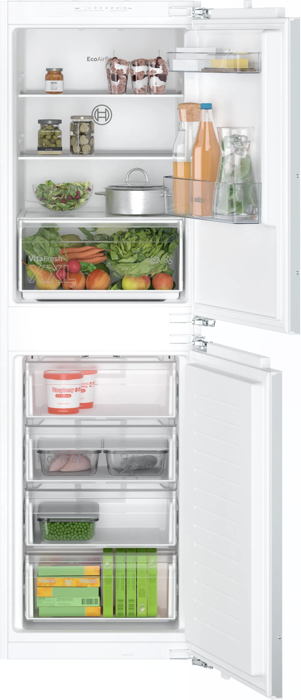 Bosch KIN85NFE0G Series 2 with freezer at bottom 177.2 x 54.1 cm flat hinge Integrated Fridge Freezer White