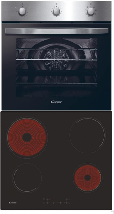 Candy PCI27XCH64CCB 60cm Multi-Function Oven + 60cm Ceramic Hob ( Oven and Hob Pack ) Black