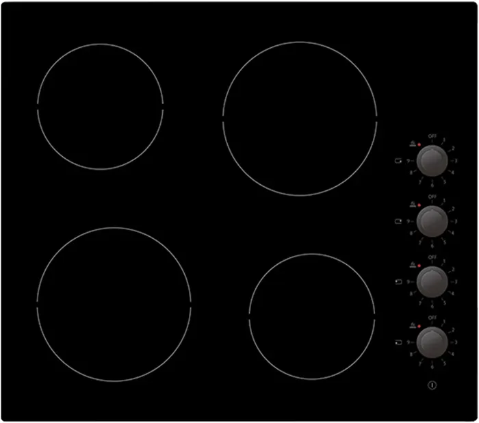 Statesman CHZ460D 4 Zone Side Dial Control, Ceramic Hob Black