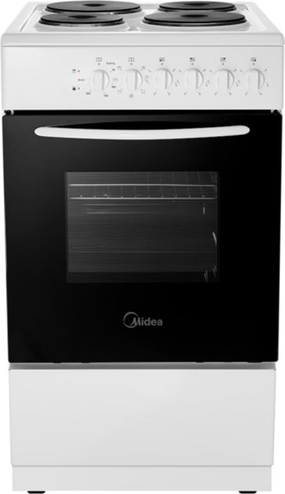 Midea MFO20DME4H109-WH 50cm Single Oven with Sealed Plates Freestanding Electric Cooker White