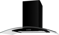 CATA UBSCG90BK 90cm Curved Glass Cooker Hood Black
