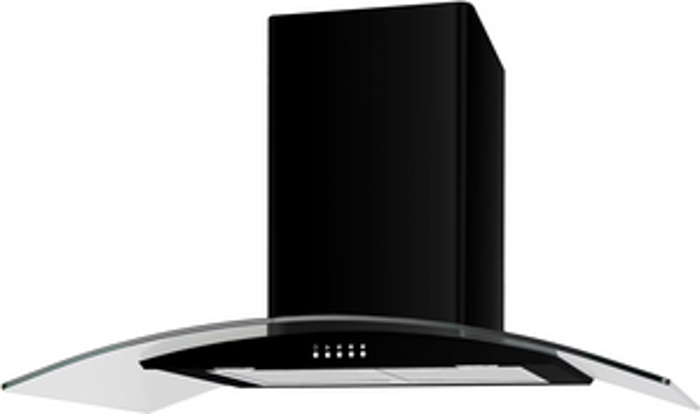 CATA UBSCG90BK 90cm Curved Glass Cooker Hood Black