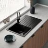 Carysil VD100-BK Compact Granite Single Deep Bowl with drainer Inset Sink Black